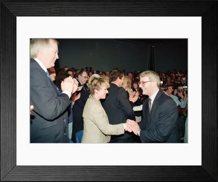 Framed Print : Prime Minister John Major at a conservative rally during the general election campaign Framed Print : Prime Minister John Major at a conservative rally during the general election campaign