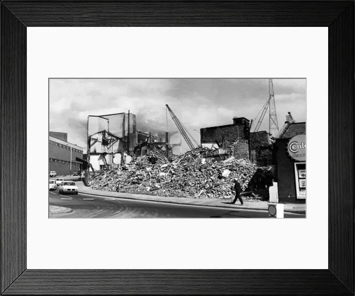 Framed Print : Part of Gallowgate, Newcastle, flattened to make way for the new St. James Station Framed Print : Part of Gallowgate, Newcastle, flattened to make way for the new St. James Station