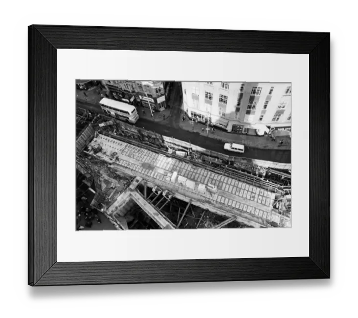 Framed Print : Birds eye view of Monument Station, Newcastle. 6th January 1978