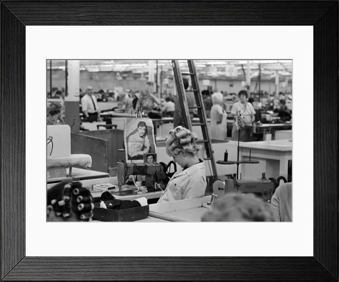 Framed Print : Staff at work at Burton the Tailors, Leeds. 13th December 1967 Framed Print : Staff at work at Burton the Tailors, Leeds. 13th December 1967