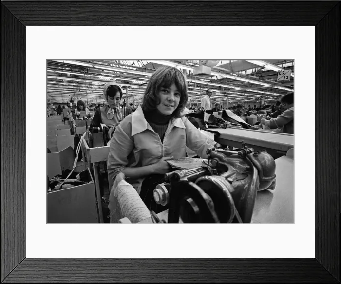 Framed Print : Staff at work at Burton the Tailors, Leeds. 13th December 1967