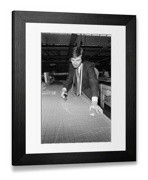 Framed Print : Consultant designer William Van Overdyk shows off his latest designs at the Burton