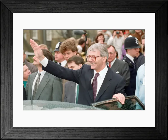 Framed Print : Prime Minister John Major at the Ideal Home Exhibition, Earls Court. 2nd April 1992 Framed Print : Prime Minister John Major at the Ideal Home Exhibition, Earls Court. 2nd April 1992