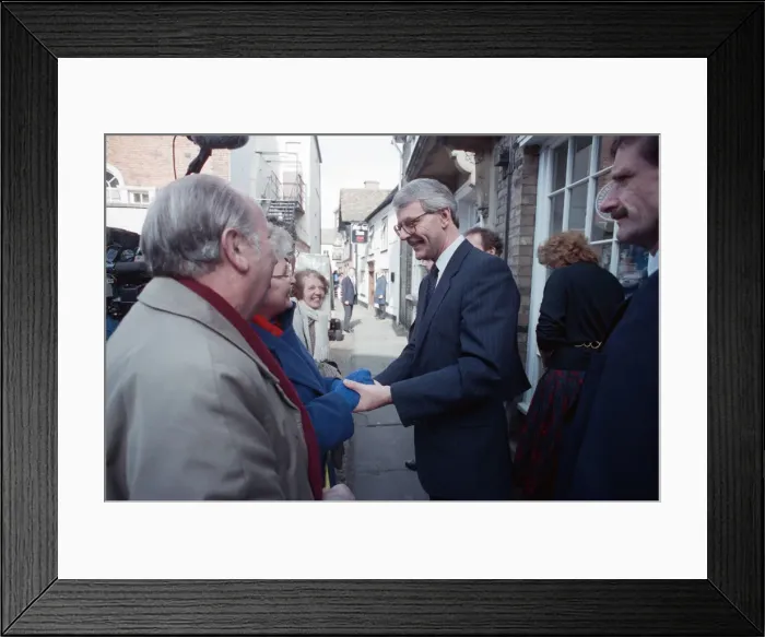 Framed Print : Prime Minister John Major in Huntingdon, during the general election campaign Framed Print : Prime Minister John Major in Huntingdon, during the general election campaign