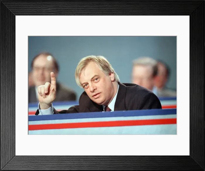 Framed Print : Chris Patten at the launch of the Conservative party election manifesto. 18th March 1992 Framed Print : Chris Patten at the launch of the Conservative party election manifesto. 18th March 1992
