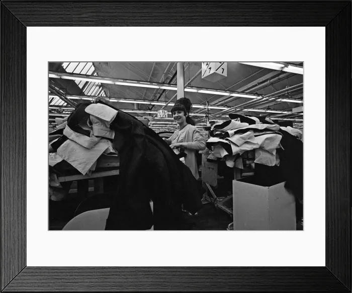 Framed Print : Staff at work at Burton the Tailors, Leeds. 13th December 1967 Framed Print : Staff at work at Burton the Tailors, Leeds. 13th December 1967