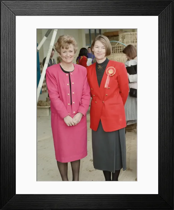 Framed Print : Glenys Kinnock and Glenda Jackson during the 1992 General Election campaign Framed Print : Glenys Kinnock and Glenda Jackson during the 1992 General Election campaign