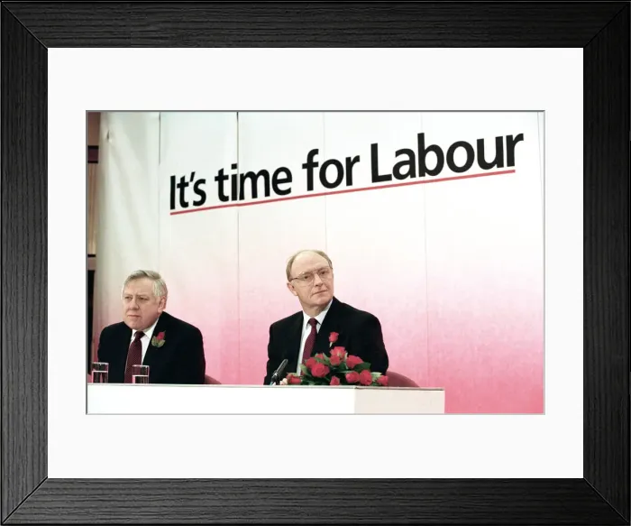 Framed Print : Labour Leader Neil Kinnock and Deputy Leader Roy Hatterselyvisits Redditch Framed Print : Labour Leader Neil Kinnock and Deputy Leader Roy Hatterselyvisits Redditch