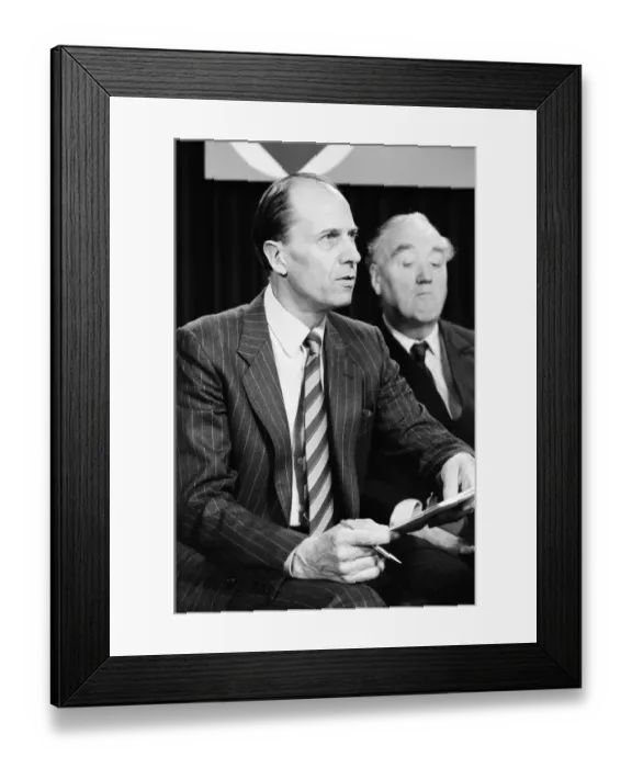 Framed Print : Norman Tebbit at the launch of the Conservative Party Manifesto at Conservative HQ in