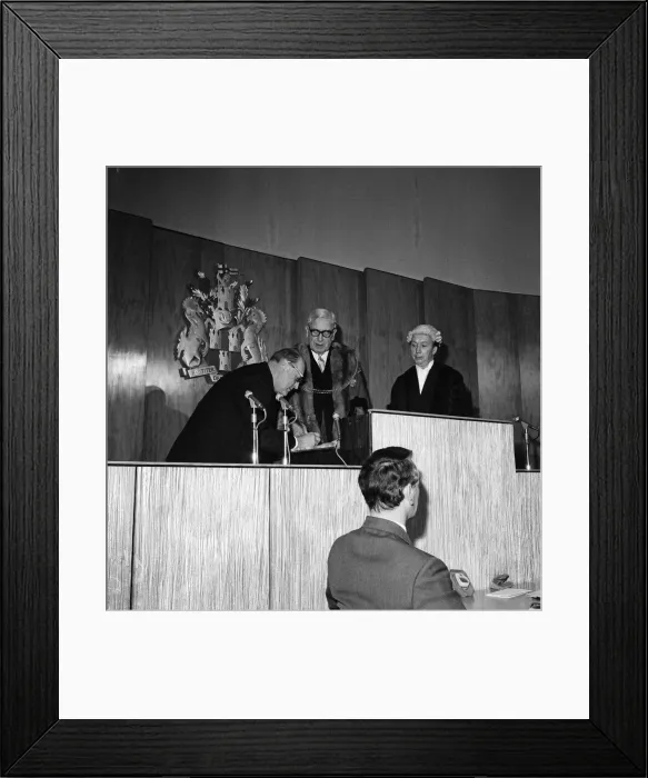 Framed Print : King Olav V of Norway officially opens the new Civic Centre in Newcastle Framed Print : King Olav V of Norway officially opens the new Civic Centre in Newcastle