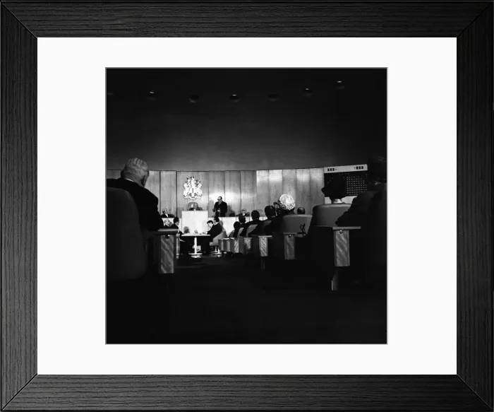 Framed Print : King Olav V of Norway officially opens the new Civic Centre in Newcastle Framed Print : King Olav V of Norway officially opens the new Civic Centre in Newcastle