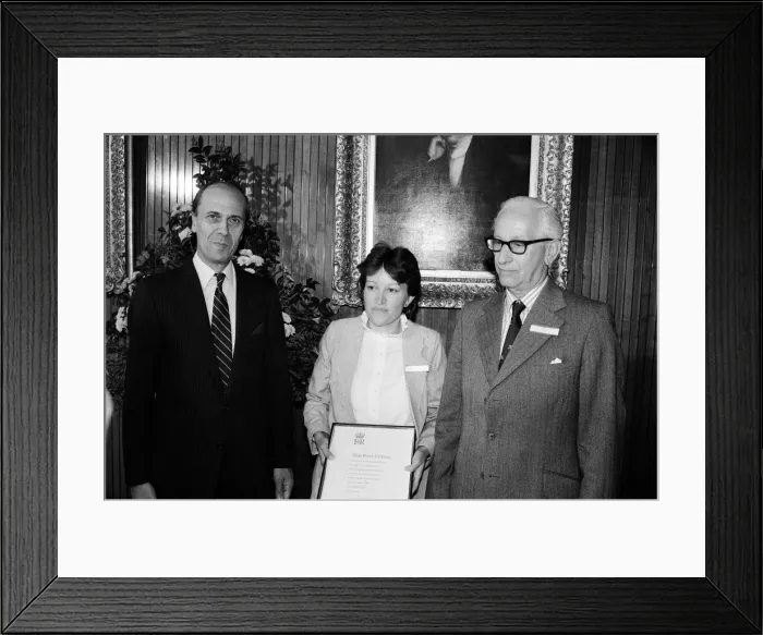 Framed Print : Post Office Bravery Awards. Presenting the awards, Norman Tebbit Framed Print : Post Office Bravery Awards. Presenting the awards, Norman Tebbit