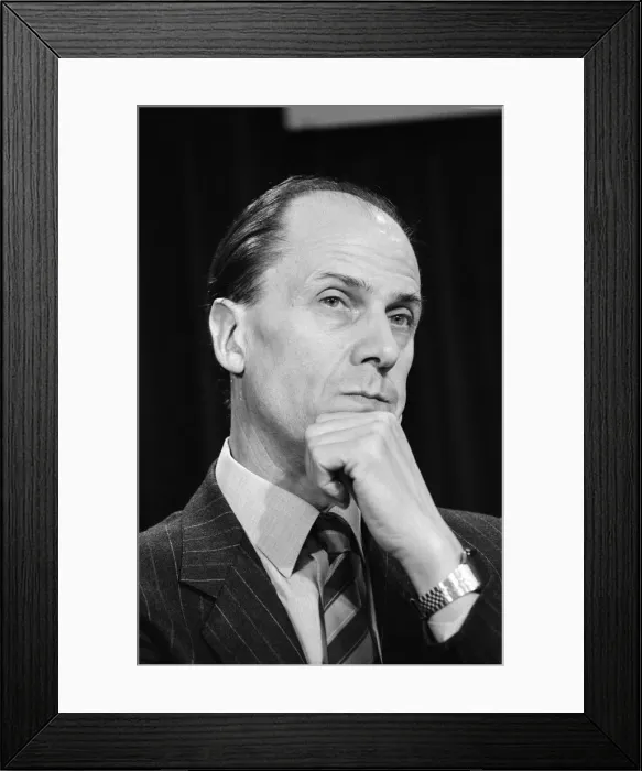 Framed Print : Norman Tebbit at the launch of the Conservative Party Manifesto at Conservative HQ in