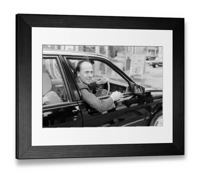 Framed Print : Norman Tebbit, Employment minister, at Henleys Garage, Chingford, Essex Framed Print : Norman Tebbit, Employment minister, at Henleys Garage, Chingford, Essex