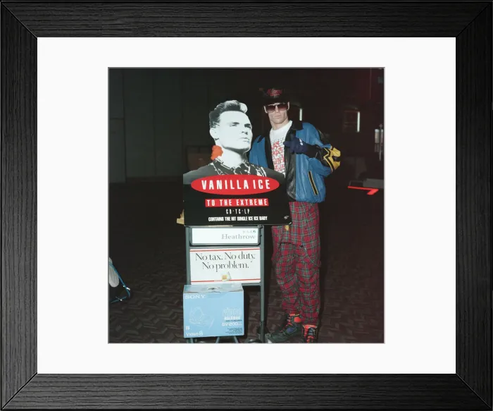 Framed Print : Vanilla Ice at Heathrow Airport. 6th December 1990 Framed Print : Vanilla Ice at Heathrow Airport. 6th December 1990