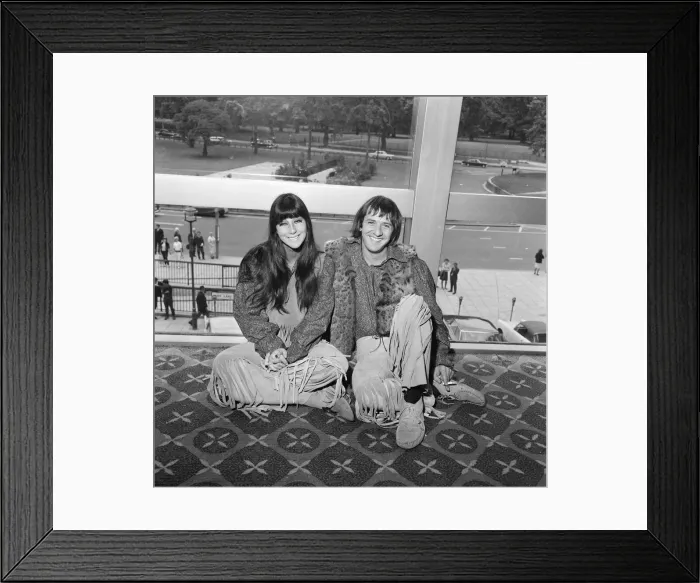 Framed Print : Sonny Bono & Cher, American music duo, who currently have a number one single in the US Framed Print : Sonny Bono & Cher, American music duo, who currently have a number one single in the US