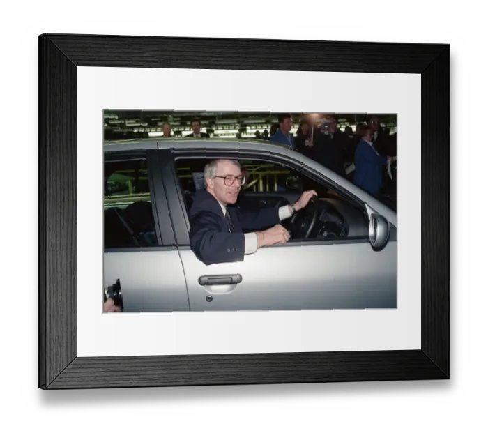 Framed Print : Prime Minister John Major visiting a Nissan car factory. 29th March 1992