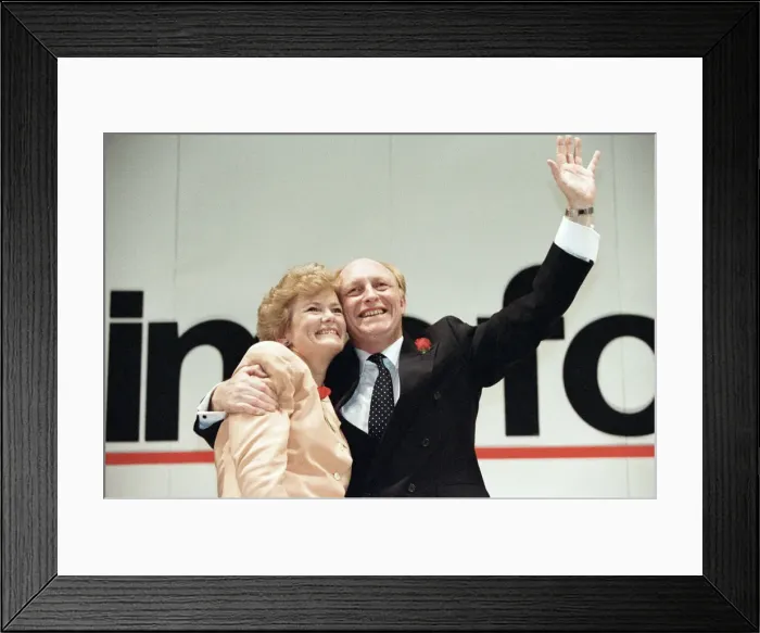 Framed Print : Labour leader Neil Kinnock and his wife Glenys at the Labour press conference at Millbank Framed Print : Labour leader Neil Kinnock and his wife Glenys at the Labour press conference at Millbank