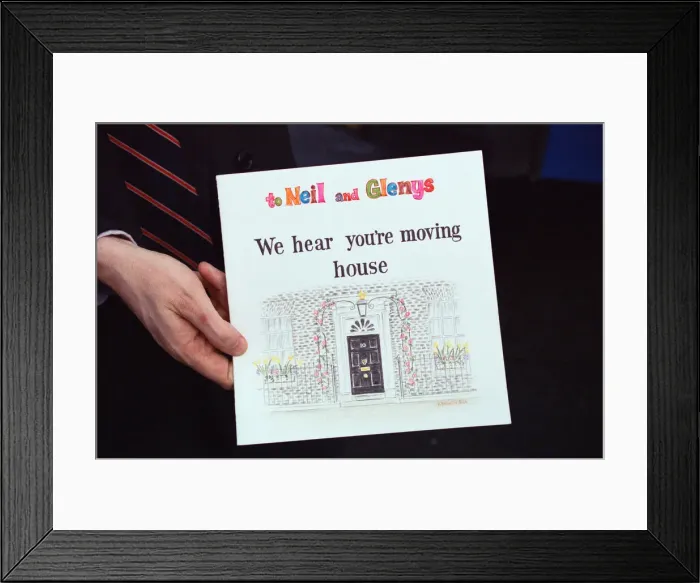 Framed Print : A card given to Labour leader Neil Kinnock from his neighbours the day before the 1992 Framed Print : A card given to Labour leader Neil Kinnock from his neighbours the day before the 1992