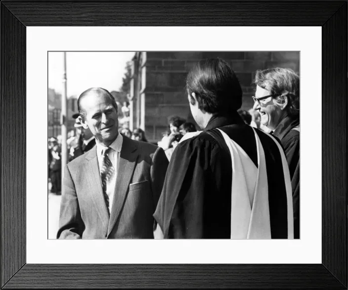 Framed Print : Prince Philip, Duke of Edinburgh talks to the Bishop of Liverpool, the Rt Framed Print : Prince Philip, Duke of Edinburgh talks to the Bishop of Liverpool, the Rt