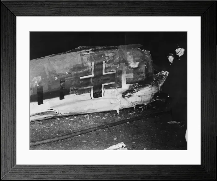 Framed Print : Clacton air crash 1940. German Heinkel He 111 crashed during a minelaying sortie Framed Print : Clacton air crash 1940. German Heinkel He 111 crashed during a minelaying sortie