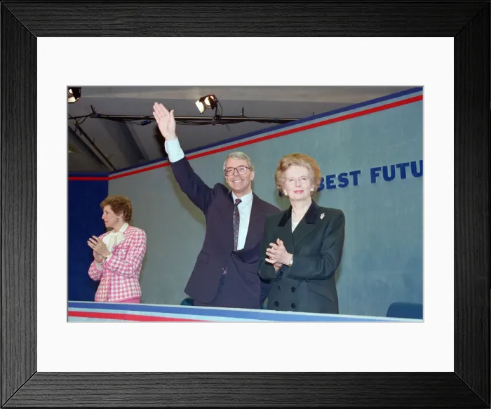 Framed Print : Prime Minister John Major and Margaret Thatcher, pictured during the general election