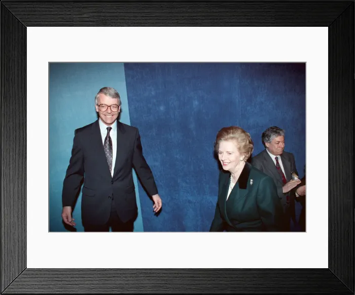 Framed Print : Prime Minister John Major and Margaret Thatcher, pictured during the general election Framed Print : Prime Minister John Major and Margaret Thatcher, pictured during the general election