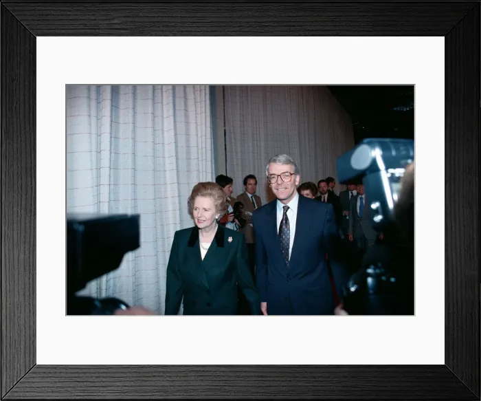 Framed Print : Prime Minister John Major and Margaret Thatcher, pictured during the general election Framed Print : Prime Minister John Major and Margaret Thatcher, pictured during the general election