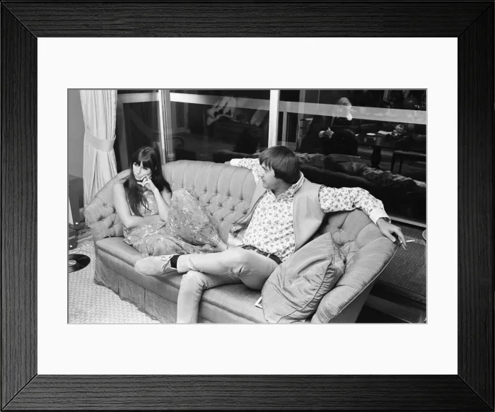 Framed Print : Sonny Bono & Cher, American music duo, pictured in the Royal Suite penthouse at the Royal Framed Print : Sonny Bono & Cher, American music duo, pictured in the Royal Suite penthouse at the Royal