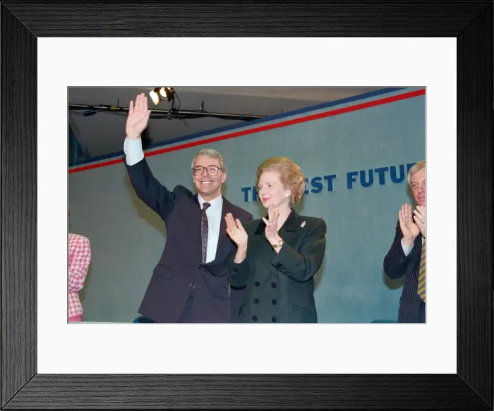 Framed Print : Prime Minister John Major and Margaret Thatcher, pictured during the general election Framed Print : Prime Minister John Major and Margaret Thatcher, pictured during the general election