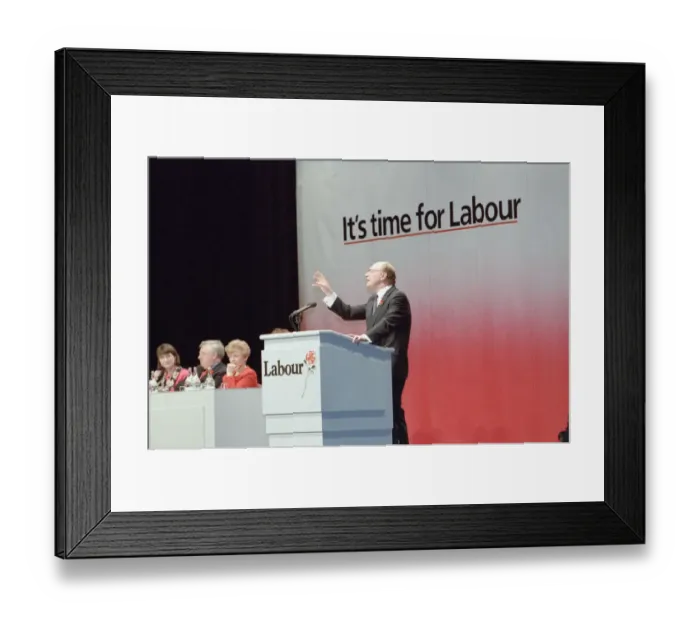 Framed Print : Labour Leader Neil Kinnock campaigns ahead of the 1992 General Election. 20th March 1992