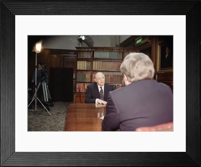 Framed Print : Leader of the Labour Party Neil Kinnock is interviewed by David Dimbleby ahead of Framed Print : Leader of the Labour Party Neil Kinnock is interviewed by David Dimbleby ahead of
