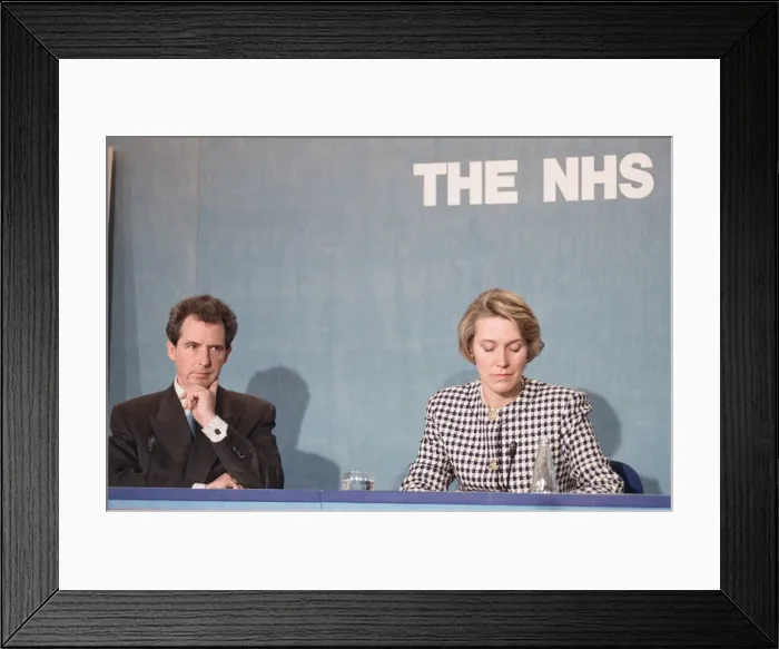 Framed Print : Secretary of State for Health William Waldegrave gives a press conference during