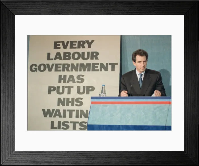 Framed Print : Secretary of State for Health William Waldegrave gives a press conference during