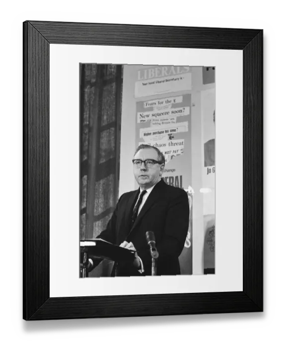 Framed Print : Picture shows Frank Byers, Liberal Party Politician. He is pictured talking