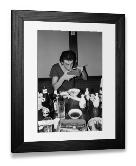 Framed Print : The Boomtown Rats in Tokyo. Pictured, singer Bob Geldof eating in a Japanese restaurant Framed Print : The Boomtown Rats in Tokyo. Pictured, singer Bob Geldof eating in a Japanese restaurant