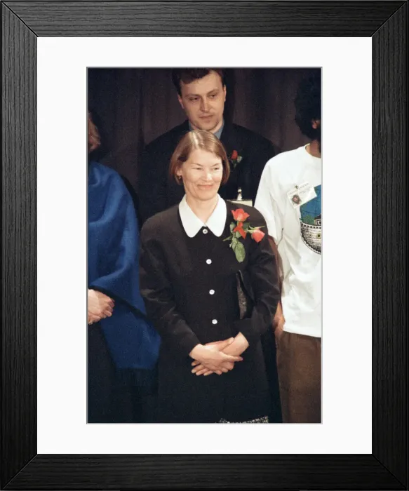 Framed Print : Actress Glenda Jackson celebrates after winning the North London constituency of Framed Print : Actress Glenda Jackson celebrates after winning the North London constituency of
