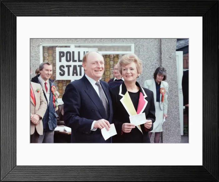 Framed Print : Labour leader Neil Kinnock and his wife Glenys cast their votes at Pontllanfraith Framed Print : Labour leader Neil Kinnock and his wife Glenys cast their votes at Pontllanfraith