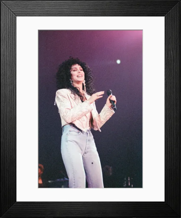 Framed Print : Cher, American singer, Heart of Stone Tour, concert at the Point Theatre, Dublin, Ireland Framed Print : Cher, American singer, Heart of Stone Tour, concert at the Point Theatre, Dublin, Ireland