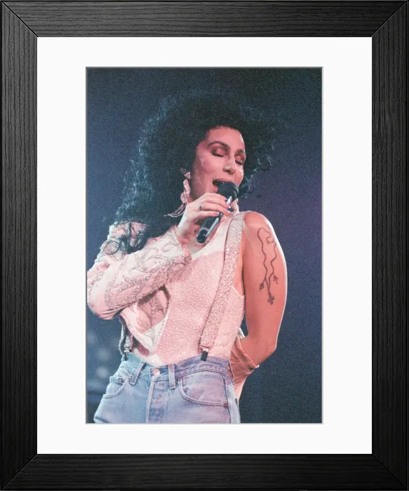 Framed Print : Cher, American singer, Heart of Stone Tour, concert at the Point Theatre, Dublin, Ireland Framed Print : Cher, American singer, Heart of Stone Tour, concert at the Point Theatre, Dublin, Ireland