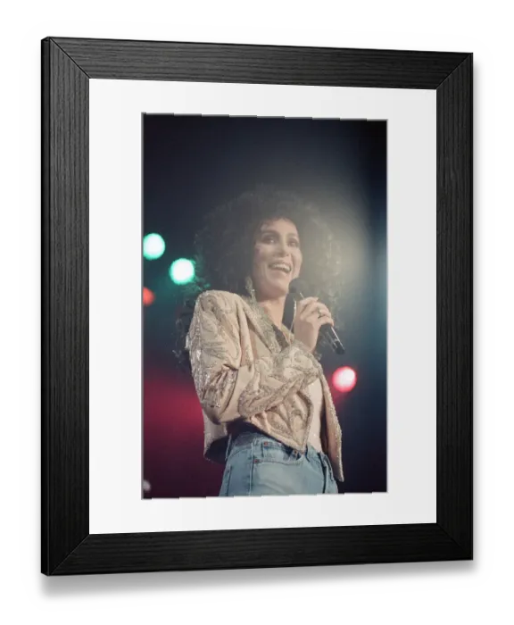 Framed Print : Cher, American singer, Heart of Stone Tour, concert at the Point Theatre, Dublin, Ireland Framed Print : Cher, American singer, Heart of Stone Tour, concert at the Point Theatre, Dublin, Ireland