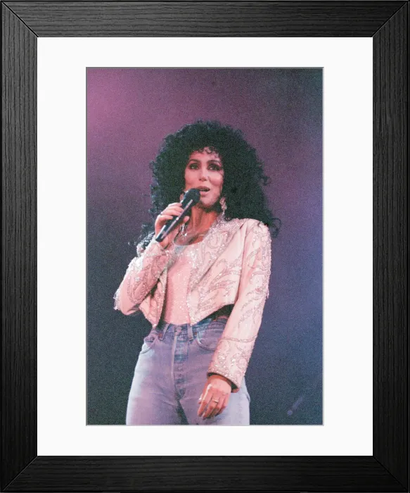 Framed Print : Cher, American singer, Heart of Stone Tour, concert at the Point Theatre, Dublin, Ireland Framed Print : Cher, American singer, Heart of Stone Tour, concert at the Point Theatre, Dublin, Ireland