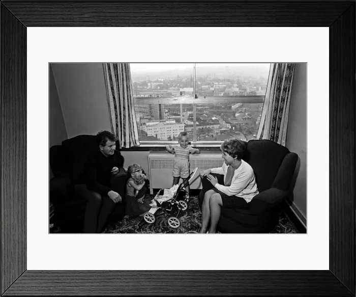 Framed Print : Mr. Bob Torr and wife Valerie with their children Julie, 5, and Michael, 3