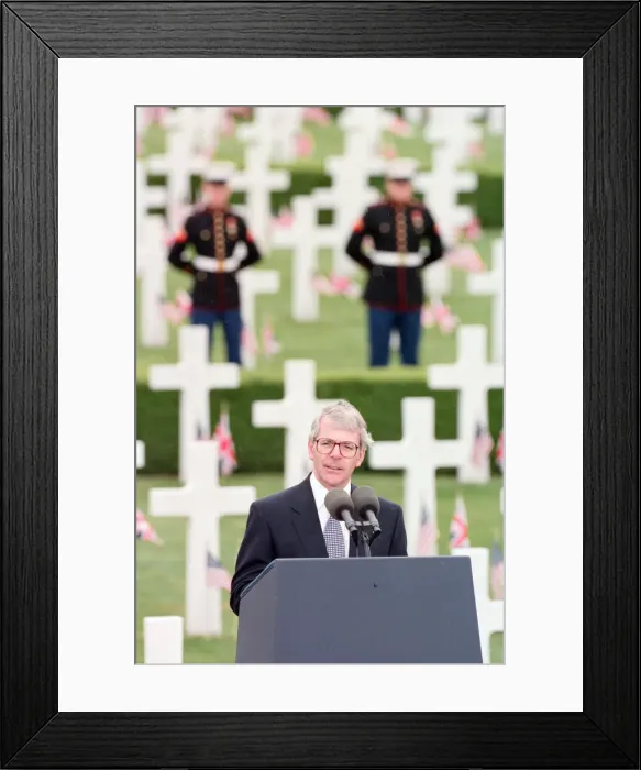 Framed Print : Prime Minister John Major at the American Military Cemetery in Madingley, near Cambridge Framed Print : Prime Minister John Major at the American Military Cemetery in Madingley, near Cambridge