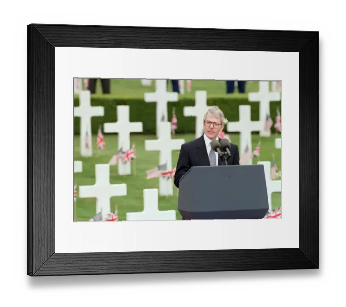 Framed Print : Prime Minister John Major at the American Military Cemetery in Madingley, near Cambridge