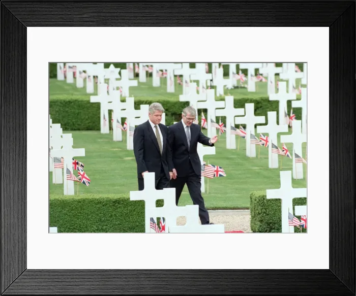 Framed Print : Prime Minister John Major, and US President Bill Clinton walking through the American Framed Print : Prime Minister John Major, and US President Bill Clinton walking through the American