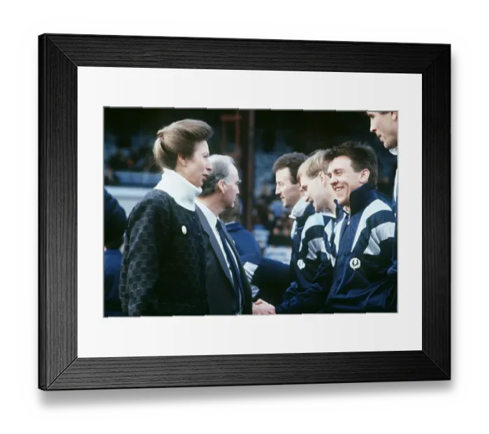 Framed Print : Princess Anne meeting rugby players at Scotland v Wales match January 1989 Framed Print : Princess Anne meeting rugby players at Scotland v Wales match January 1989