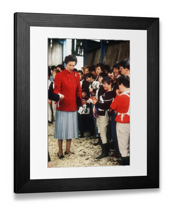 Framed Print : Princess Anne on walkabout in Ayrshire Scotland 1989 talking to disabled riders Framed Print : Princess Anne on walkabout in Ayrshire Scotland 1989 talking to disabled riders