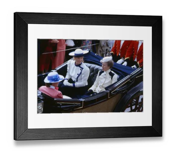 Framed Print : Sarah Duchess of York with Princess Anne in a carriage at Ascot C  /  T Roy: Brit