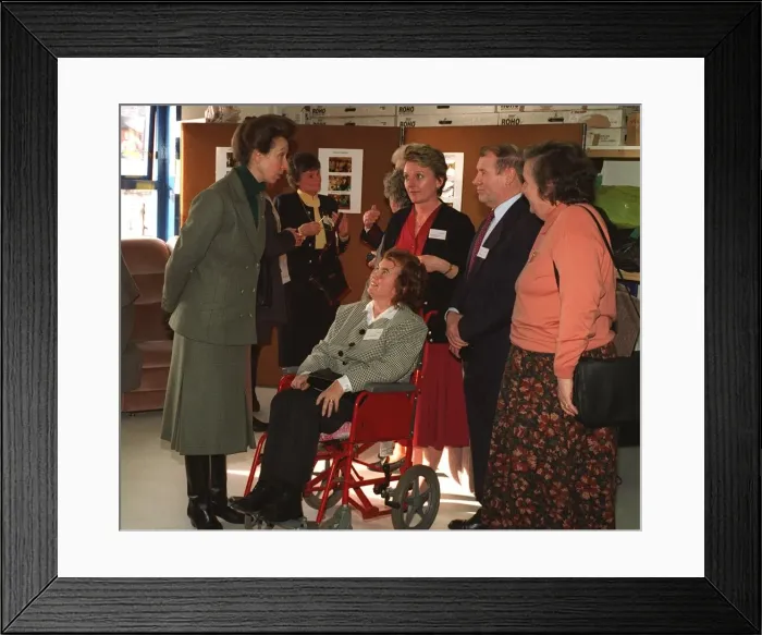 Framed Print : Princess Anne Princess Royal chats at a visit to the offices of the Scottish Motor
